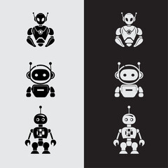 Tech Dreams in Black and White: Robotic Icons Collection