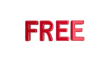 3d letter FREE in red color on white background