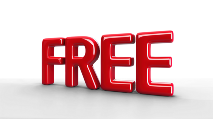 3d letter FREE in red color on white background