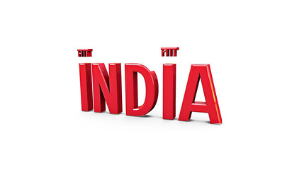 Fototapeta premium 3d letter INDIA in red color on white background