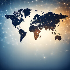  Abstract map of Western Europe, concept of European global network and connectivity, generative ai