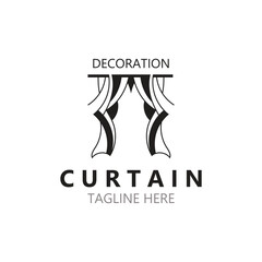 Curtain logo decoration style minimalist elegant vector design illustration