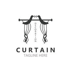 Curtain logo decoration style minimalist elegant vector design illustration