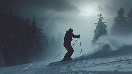 A Man Skiing