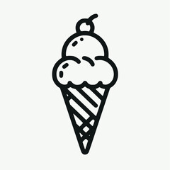 Ice cream cone symbol is solitary. A modern sweet vanilla desert sign. Trendy vector chocolate cram symbol for website design, buttons, and mobile apps. Logo ice cream illustration - obrazy, fototapety, plakaty