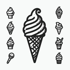 ice cream set collection vector isolated