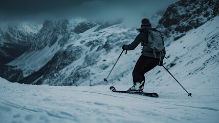 Fototapeta na wymiar A Woman Skiing