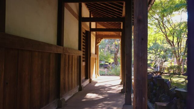 4k Slow motion tilt of Buddhist Temple, Gotokuji Temple in Setagaya Tokyo