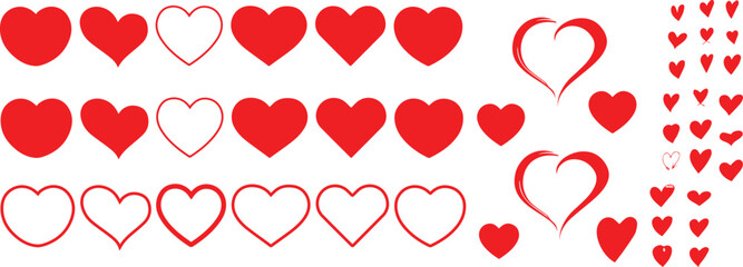 Red heart icons set vector | Love | Logo | Variations|Heart