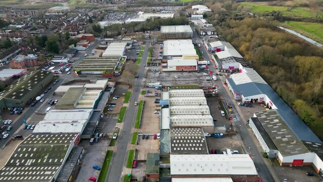 Drone shot of the Wincheap industrial estate in Canterbury Kent.