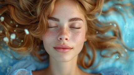 Portrait of a beautiful red-haired girl with freckles, close-up. - Generative AI