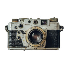 Old vintage Camera broken on transparent background