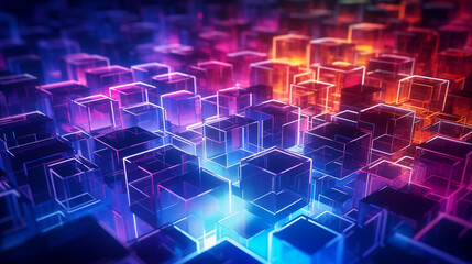 3d geometric shapes on indoor background Ai generative