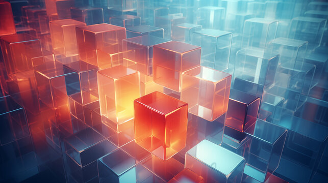 3d geometric shapes on indoor background Ai generative