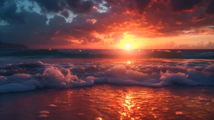 Gordijnen great sunset over the ocean, generative ai © Saleem