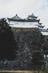 himeji castle in japan on a cloudy day in january