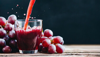 Splash of grape juice, flowing grape juice, copyspace on the side