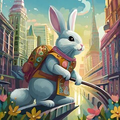 easter bunny in the garden