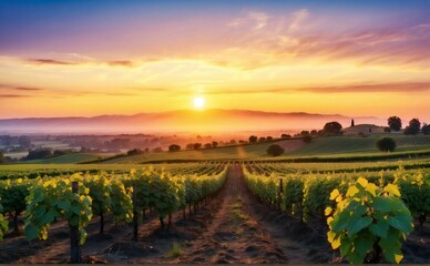 vineyard, development of vineyard farming, exposed to afternoon sunlight, agriculture concept....
