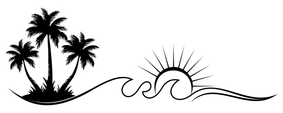 illustration palm trees on the beach