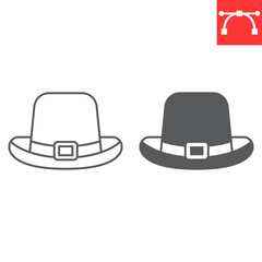 Leprechaun hat line and glyph icon, St. Patrick's Day and holiday, male hat vector icon, vector graphics, editable stroke outline sign, eps 10.