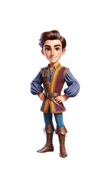 3D cartoon prince. Young prince in full size