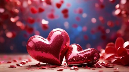 Enchanted Hearts - A Sparkling Valentine’s Day Concept - obrazy, fototapety, plakaty