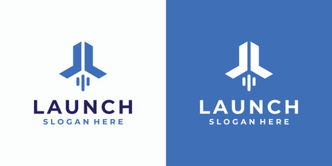 Obraz premium Vector logo design for the initials letter L in the shape of a rocket launching.