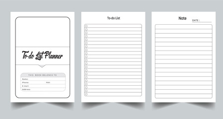 Editable To-do List Planner Kdp Interior printable template Design.