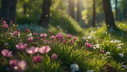spring season in the green forest