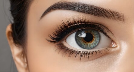 Obraz premium Closeup image of female eye with long eyelashes 