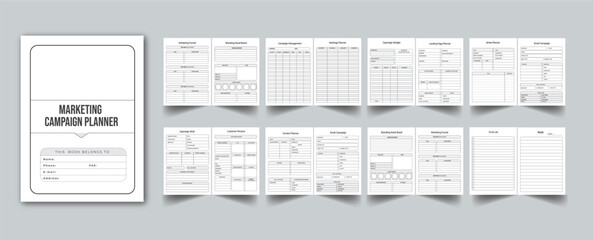 Editable Marketing Campaign Planner Kdp Interior printable template Design.