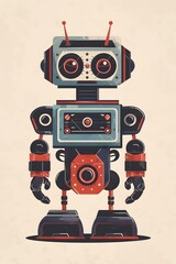 Fototapeta premium Metallic Robot in Futuristic Cyborg Helmet illustration. Generative AI