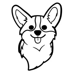 Cute corgi dog line art design smiling corgi elizabeths dog silhouette hand drawn illustration