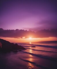 Fototapeta premium purple sunset, sea view
