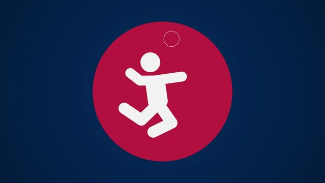 Pictograma de los Juegos Ol&iacute;mpicos en el centro con el deporte voleibol en fondo azul. 
