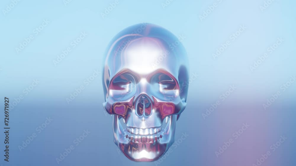 Poster 3D Skull loop animation on a black background, featuring dazzling colors for a captivating visual effect	