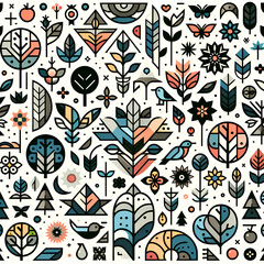 Floral Seamless Pattern with Vintage Style and Nature Inspired Elements