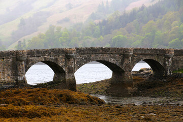 Fototapeta na wymiar Bridge from Eilean Donan Castle in the Highlands, Scotland 