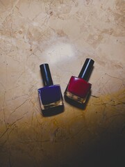 Product photography of red maroon color nail paint, nail polish product photography isolated shots