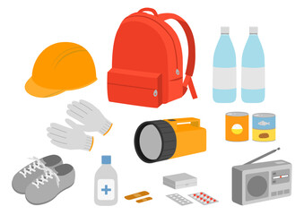 防災用品のイラストのセット
