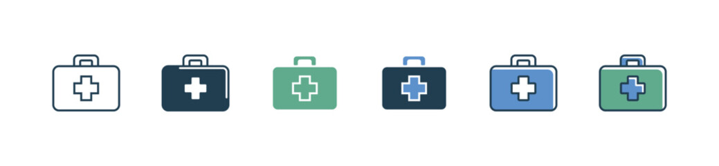 First aid kit medicals box icon set medkit emergency safety briefcase vector simple illustration medic tools line symbol design for web and app