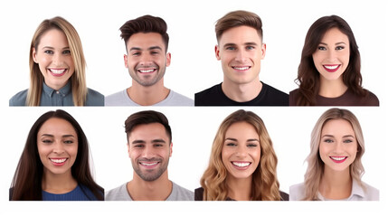 Many headshots of men and women smiling at the camera