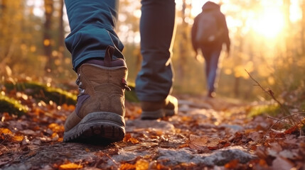 Hikers walking in the forest