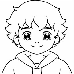 boy black and white vector illustration for coloring book	