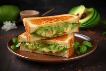 toast with avocado. sandwich with bread and vegetables. food, snack.