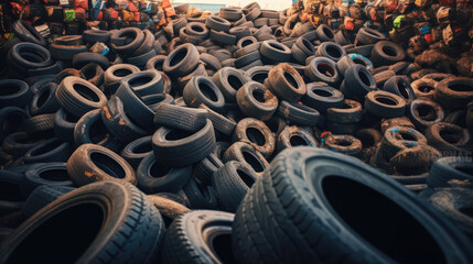Obraz premium Tire cemetery, tire dump