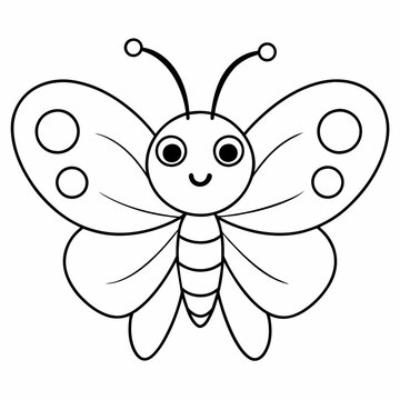 butterfly black and white vector illustration for coloring book	