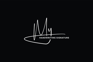 MY initials Handwriting signature logo. MY Hand drawn Calligraphy lettering Vector. MY letter real estate, beauty, photography letter logo design.