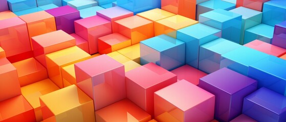 Obraz premium vibrant abstract geometric blocks background design - dynamic 3d render for creative projects